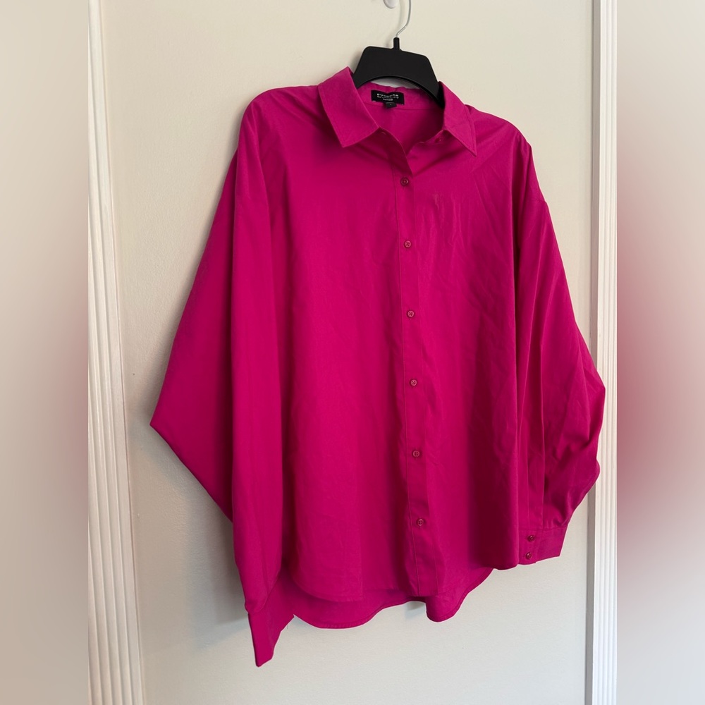 Express Cotton Poplin Boyfriend Shirt - Size Large - Picture 3 of 9